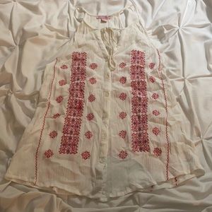 Button and tie up blouse